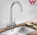 Euro Round Brushed 3 Ways Kitchen Sink Mixer Tap 360° Swivel